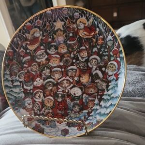Santa Claws Collector Christmas Cat plate limited edition w/ dozens of cute cats